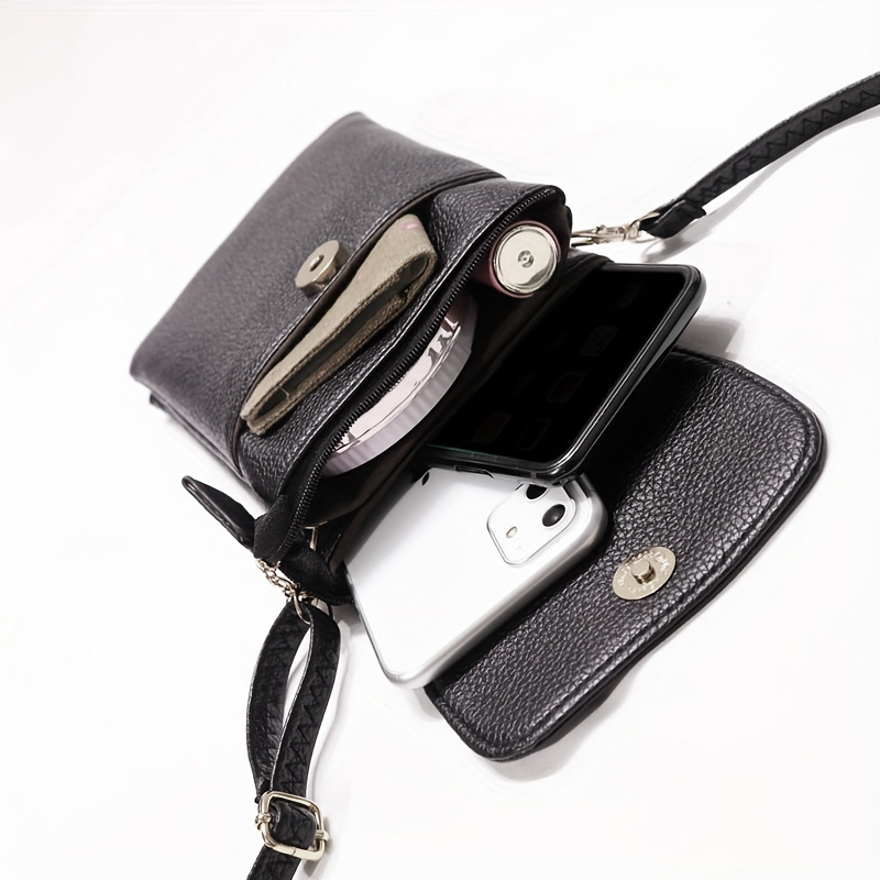 Accordion Wallet Zip - Dames lederen crossbody telefoontas Kleine schoudertas